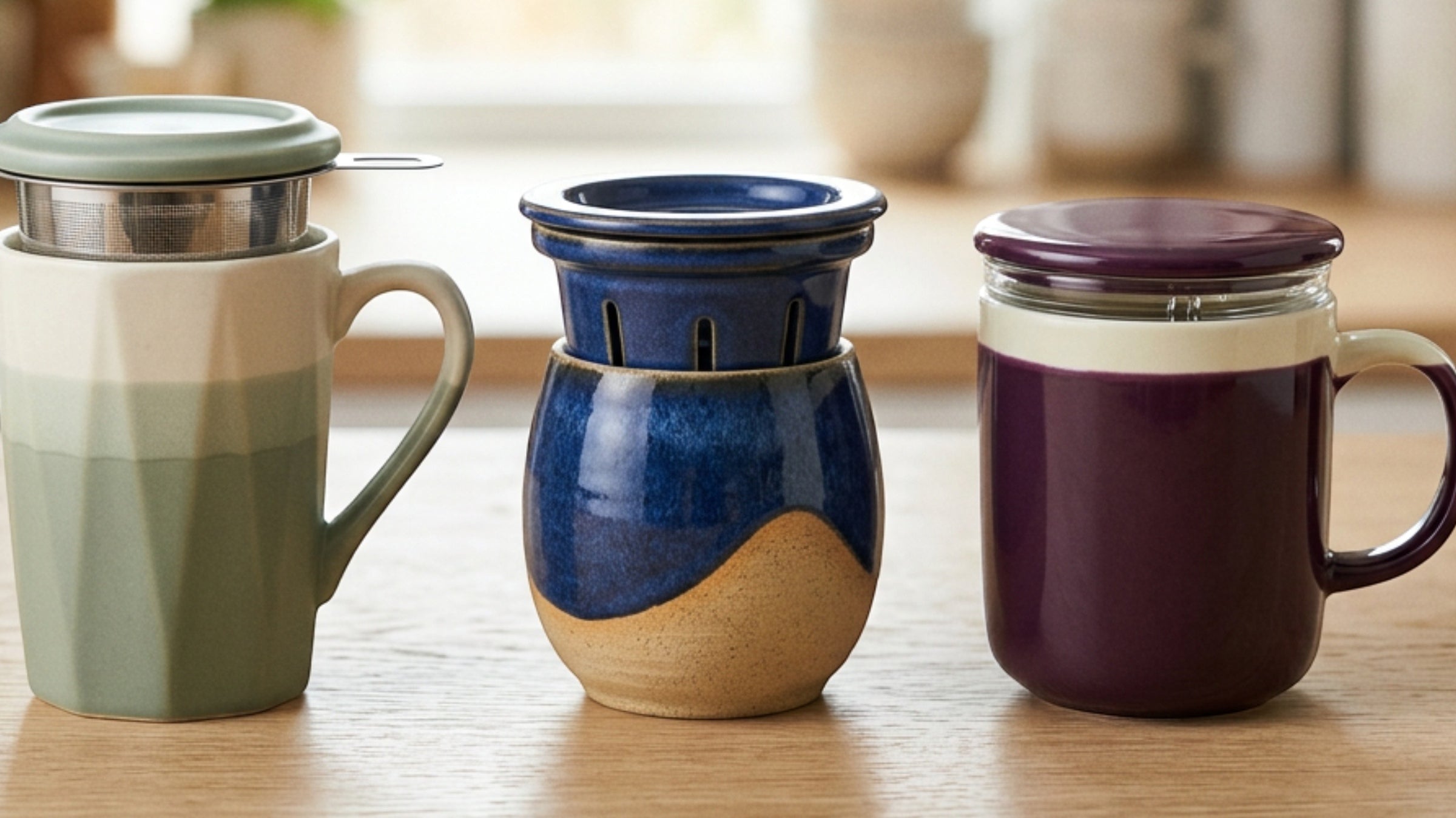 Xbvrt Ceramic Tea Cups with Infusers and Lids